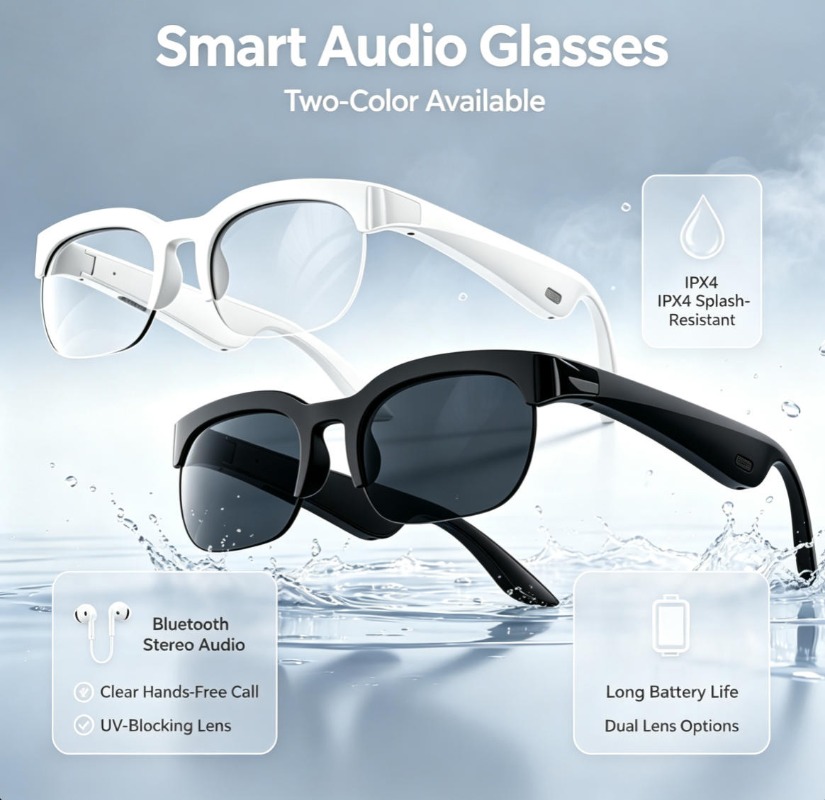 Audio Music Video - 2 Colors Smart Audio Glasses Bluetooth