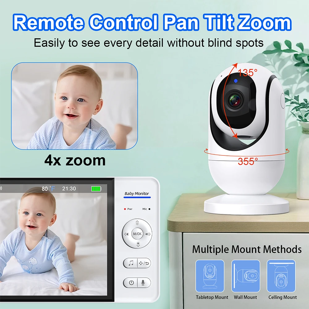 7 Inch Video Baby Monitor Nigh - đánh giá và giá Zoom Audio Music